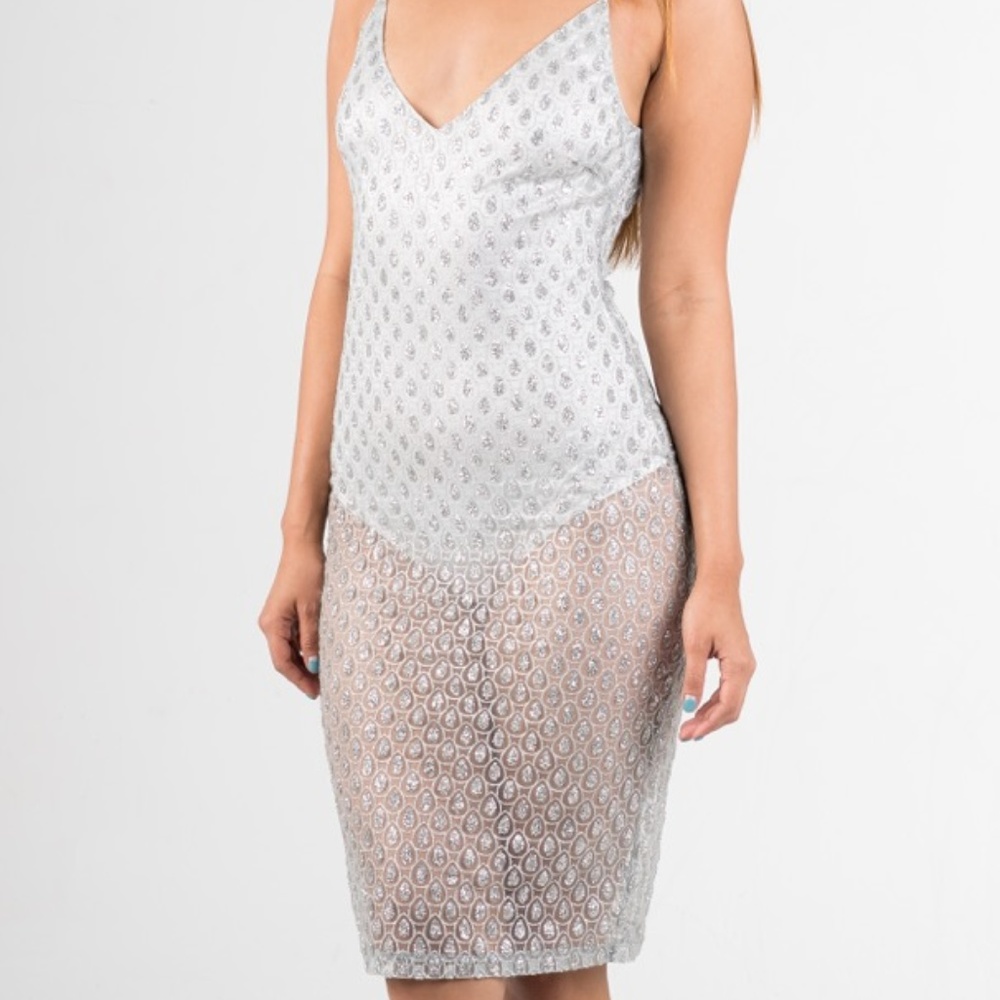 Silver Glittery Bodysuit Midi